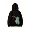 iegiyim™ Sevgililer Günü Özel Unisex Kapüşonlu Baskılı Oversize Sweatshirt - Siyah