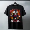 iegiyim™ Sylvester Graffiti Baskılı Unisex Siyah Oversize Tişört - 24/1 Penye