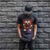 iegiyim™ Sylvester Graffiti Baskılı Unisex Siyah Oversize Tişört - 24/1 Penye