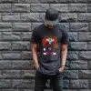 iegiyim™ Sylvester Graffiti Baskılı Unisex Siyah Oversize Tişört - 24/1 Penye