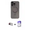 iPhone 13 Pro Max Kılıf Akış Minimal Özel Seri - Siyah Bilvis 5in1 3D Magic Cam Ekran Koruyucu + Rainbow Kamera Lens Koruma Cam - KI