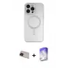 iPhone 13 Pro Max Kılıf Akış Minimal Özel Seri - Siyah Bilvis 5in1 3D Magic Cam Ekran Koruyucu + Rainbow Kamera Lens Koruma Cam - KI