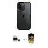 iPhone 14 Pro Max Kılıf Akış Çizgi Koleksiyonu - Siyah Buffer Cam Ekran Koruyucu + Bilvis Titan Kamera Lens - SH