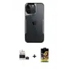 iPhone 14 Pro Max Kılıf Akış Çizgi Koleksiyonu - Siyah Buffer Cam Ekran Koruyucu + Bilvis Titan Kamera Lens - SH