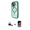 iPhone 14 Pro Max Kılıf Kıvılcım Modern Koleksiyonu - Siyah Buffer Hayalet Cam Ekran Koruyucu + Bilvis Titan Kamera Lens - DNMR