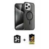 iPhone 14 Pro Max Kılıf Nova Asil Prime - Siyah Buffer Cam Ekran Koruyucu + PVD Metal Kamera Lens - TU