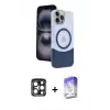 iPhone 15 Pro Max Kılıf Kozmos Form Özel Seri - Siyah Bilvis 5in1 3D Magic Cam Ekran Koruyucu + PVD Metal Kamera Lens - LT