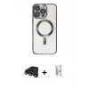 iPhone 15 Pro Max Kılıf Nova Işık Özel Seri - Siyah Bilvis 0.18mm Plus Cam Ekran Koruyucu + Raze Metal Kamera Lens - TMGI