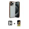 iPhone 15 Pro Max Kılıf Vadi Minimal - Siyah Buffer Cam Ekran Koruyucu + PVD Metal Kamera Lens - GS