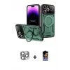 iPhone 16 Pro Max Kılıf Kıvılcım Modern Serisi - Siyah Buffer Hayalet Cam Ekran Koruyucu + Pers Alüminyum Kamera Lens - GI