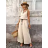Kadın Askıdan Bağlamalı V Yakalı Belden Süs Bağcıklı Tulum