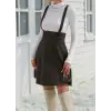 Kadın Askılı Düğmeli Mini Süet Elbise