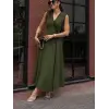 Kadın Askılı Kruvaze Yakalı Yandan Düğmeli Midi Elbise