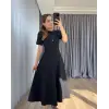 Kadın Kısa Kollu Bisiklet Yaka Maksi Boy Ithal Krep Elbise