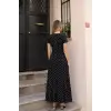 Kadın Kısa Kollu Bisiklet Yaka Puantiyeli Maksi örme Krep Elbise
