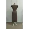 Kadın Kısa Kollu Geometrik Yakalı önden Açık Modal Mini Elbise