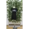 Kadın Kısa Kollu Queen Baskı Iki Iplik Mini Elbise