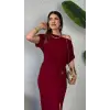 Kadın Kısa Kollu Tek Omuzdan Açık Beli Lastikli Sandy Maxi Elbise
