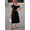 Kadın Kısa Kollu Tek Omuzdan Askılı Midi Viskon Elbise