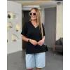 Kadın Kısa Kollu V Yaka Bluz