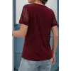 Kadın Kısa Kollu V Yakalı Dantel Detaylı Viskon Bluz