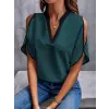 Kadın Kısa Kollu V Yakalı Ithal Krep Bluz