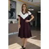 Kadın Kısa Kollu V Yakalı Kısa Modal Elbise