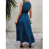 Kadın Kolsuz Bisiklet Yaka Beli Lastikli Desenli Süprem Elbise