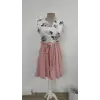 Kadın Sıfır Kollu V Yakalı çiçek Baskılı Beli Kuşaklı Dalgıç Elbise