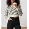 Kadın Uzun Kollu Balıkçı Yaka Crop Triko Bluz