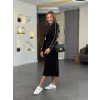 Kadın Uzun Kollu Bisiklet Yaka Midi Modal Elbise