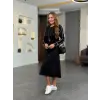 Kadın Uzun Kollu Bisiklet Yaka Midi Modal Elbise