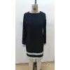 Kadın Uzun Kollu Bisiklet Yaka Mini Ithal Krep Elbise