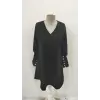 Kadın Uzun Kollu V Yakalı Kısa Ithal Krep Elbise