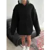 Kapşonlu Üç İplik Penye Basic SweatShirt - Siyah