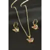 Kelebek Taşlı Set Kolye