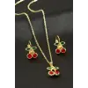 Kiraz Taşlı Set Kolye