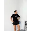 Kısa Kol Baskılı T-shirt - Siyah