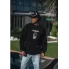 Kışlık Bisiklet Yaka Baskılı SweatShirt - Siyah