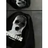 Kışlık Bisiklet Yaka Baskılı SweatShirt - Siyah