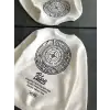 Kışlık Bisiklet Yaka Ön Ve Arka Baskılı SweatShirt - Beyaz