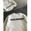 Kışlık Bisiklet Yaka Oversize Baskılı SweatShirt - Beyaz