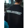 Kışlık Bisiklet Yaka Oversize Baskılı SweatShirt - Siyah