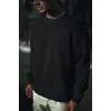 Kışlık Bisiklet Yaka Üç İplik Basic SweatShirt - Siyah