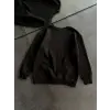 Kışlık Bisiklet Yaka Üç İplik Basic SweatShirt - Siyah