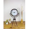 Krom Metal Mini Tripod Çini Desen Masa Saati 45×26 cm