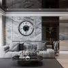 Krom Modern 60 Cm Çarklı Duvar Saati
