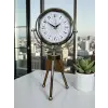Krom Motif Tasarım Üç Ayaklı Metal Masa Saati