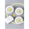 Led Lamba 3lü Uzaktan Kumandalı Yapışkanlı Beyaz Işık