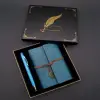 Metal Kalem ve Mavi Deri Defter